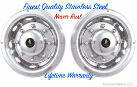 195unifl-2r 19.5inch Universal Ring Mount Stainless Wheel Simulator Rim Liner Hubcap Covers 2