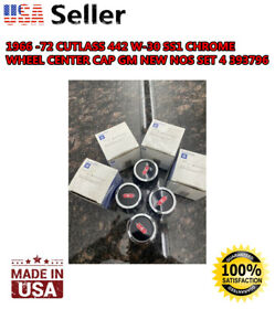 393796 1966 72 Cutlass 442 W-30 Ss1 Chrome Wheel Center Cap Gm New Nos Set 4