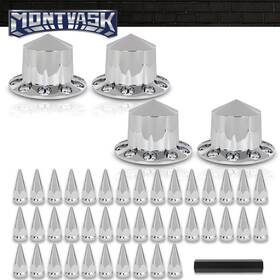 Mmo187884 2014mmotor 4pcs Rear Hub Cover Fit For Semi Truck Wheel 33mm Nut Covers Spiked Silver