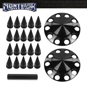 Mmo804894 2014mmotor New 2cps Front Hub Cover Semi Truck Wheel 33mm Nut Covers Spiked Black