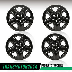 A-02etn2063cbk 4pcs Fit For 2006-2012 Toyota Rav4 5-spoke 17inch Wheel Black Skin Hub Cap Covers