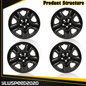 Ylw02etn2063cbk 4x 17inch Wheel Hub Caps Full Rim Skin Covers Black Fit For 2006-2012 Toyota Rav4