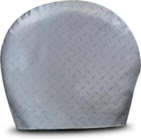 3756 Adco Silver Os Diamond Plated Steel Vinyl Tyre Gard Wheel Cover