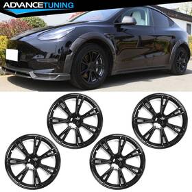 Wc-tsly20-19-v4-gbk Advancetuning For 20-24 Tesla Y 19ftft Snap On Gloss Black Arachnid Wheel Covers Rim Hub Cap Abs