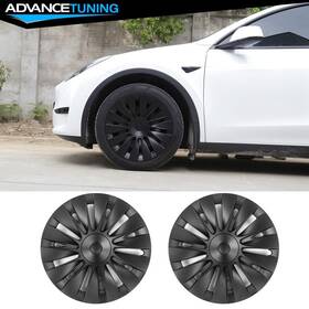 Wc-tsly20-19-v5-mbk Advancetuning For 20-24 Tesla Y 19ftft Snap On Matte Black Storm Wheel Covers Rim Hub Cap Abs