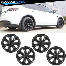 Wc-tsly20-19-v6-mbk Advancetuning Fits 20-24 Tesla Y 19ftft Snap On Matte Black Large Blade Wheel Covers Rim Hub Cap