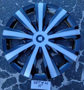 146sbsm Aftermarket 15 Inch New Hubcaps 4 For Smart Car Beautiful Silver And Black R15 Tire