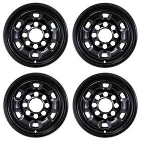 560-2497 Aftermarket New 17 Inch Black Covers Wheelskins Set For Dodge Ram 2500 8-lug 6-hole Steel Wheel