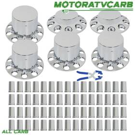 Mot2485594 All-carb Chrome Hub Cap Kit Front Wheel 2 Rear 4 33mm Flat Head Lug Nuts