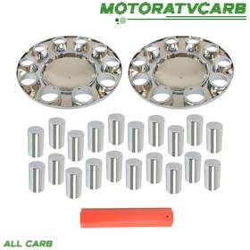 Mot3710106 All-carb Chrome Front Axle Wheel Cover Hub Cap Thread-on With 33mm Lug Nuts Truck