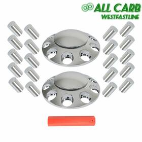 Wsl1120032 All-carb Easy To Install Chrome Front Axle Cover Hub Cap Thread-on 33 Mm Truck Lug Nuts