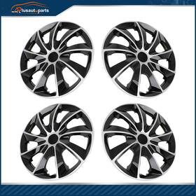 Aplus17553701s Aplusautoparts 4 X 15 Inch Wheel Covers Snap On Full Rim Hub Caps Black And Silver Fit For R15 Tires