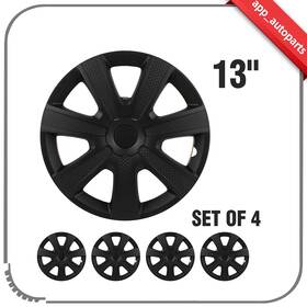 Aut17873601 App Autoparts 4x 13 Inch Hub Caps Pp Tire And Rim Covers Black Cover Kit Fits All Makes Models