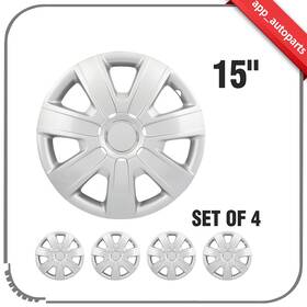 Aut17877101 App Autoparts 4x 15 Inch Hub Caps Pp Tire And Rim Covers Silver Cover Kit Fits All Makes Models