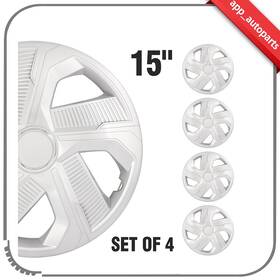 Aut18501301 App Autoparts 4x 15 Inch Universal Snap On Full Hub Caps Wheel Covers Fit R15 Tire And Rim Silver
