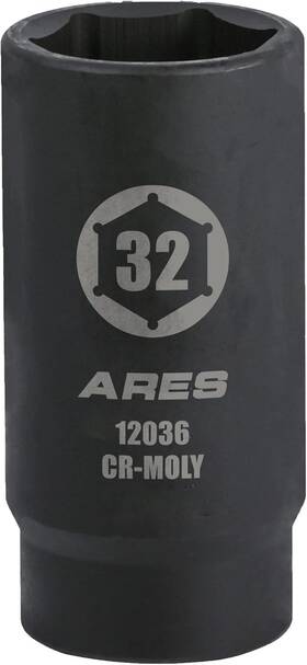 25000123456789 Ares 12036-32mm Axle Nut Socket - 6 Point Extra Deep 1/2-inch 32mm
