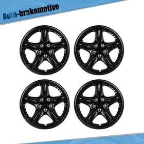 Br178741tv01 Auto-brakemotive 4 Pcs 14 Inch Wheel Hub Caps Black Snap On For All Makes Models Cover Kit