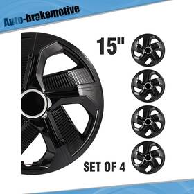 Br185015tv01 Auto-brakemotive 4 Pcs Set 15 Inch Snap On Full Hub Caps Universal Wheel Covers Fit R15 Tire And Rim