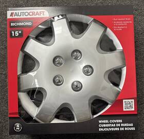 Ac228 Auto Craft 15 Inch 8-spoke Wheel Covers Abs Plastic Richmond Silver Qty 4