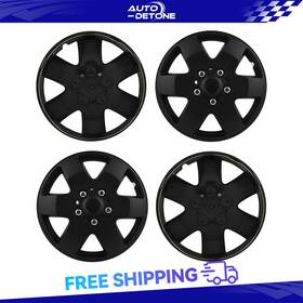 Au178718d Autodetone 4 Pcs Black 15 Inch Hub Caps Tire And Rim Wheel Covers Kit Fits All Makes Models