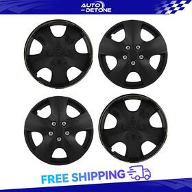 Au178727d Autodetone 4 Pcs Black 15 Inch Hub Caps Tire And Rim Wheel Covers Kit Fits All Makes Models