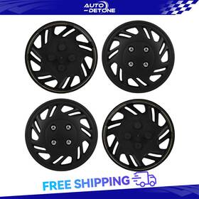 Au178745d Autodetone 4 Pcs Black 13 Inch Hub Caps Tire And Rim Wheel Covers Kit Fits All Makes Models