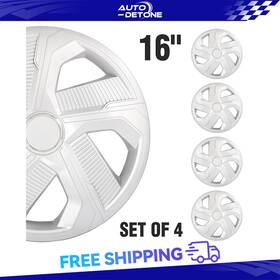 Au185014d Autodetone 16 Inch Universal Snap On Wheel Covers Full Hub Caps Set Of 4 Fit R16 Tire And Rim