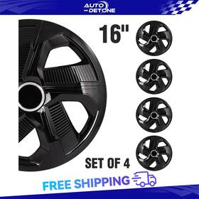 Au185016d Autodetone 16 Inch Snap On Universal Wheel Covers Full Hub Caps Set Of 4 Fit R16 Tire And Rim