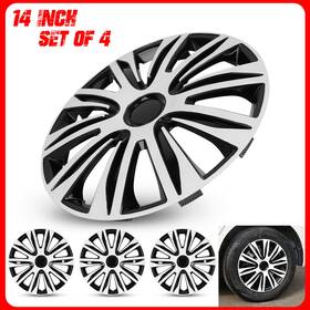 5083-bw-14 Autofree 14 Inch Wheel Covers Snap On Full Chrome Hub Caps Set Of 4 Fit R14 Tire And Steel Rim