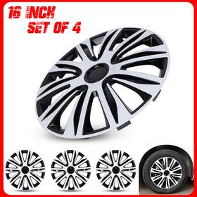 5083-bw-16 Autofree 16 Inch Set Of 4 Universal Wheel Covers Snap On Full Hub Caps Fit R16 Tire&steel Rim