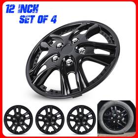 Wj-5001-bl-12 Autofree 4 Black Lacquer Wheel Covers Full Rim Hub Caps Fit R12 Tire And Steel Wheels 12 Inch
