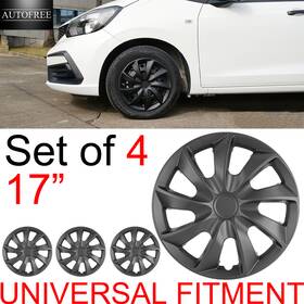 Wj-5084-bp-17 Autofree 4 Pcs 17 Inches Universal Hubcaps Wheel Rim Covers Black Matte For Car Truck Suv