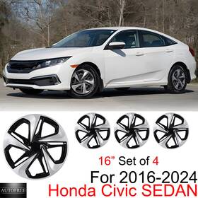Wj-5103-dp-16 Autofree 16 Inch Set Of 4 Hubcaps For 2016-2024 Honda Civic Sedan Snap On Wheel Rim Covers
