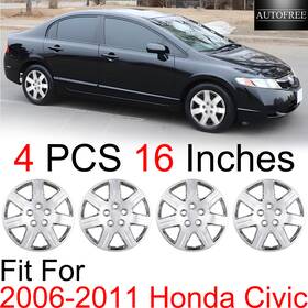 Wj-5104-c-16 Autofree 4 Pcs 16 Inch Silver Bolt On Hubcaps Wheel Rim Covers For 2006-2011 Honda Civic