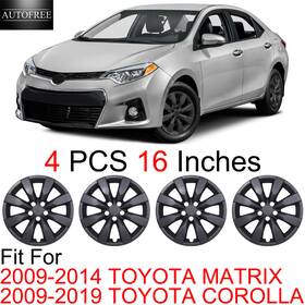 Wj-5110-bp-16 Autofree 4 Pcs 16 Inch Hubcaps For 2009-2019 Toyota Corolla Matrix Wheel Rim Covers Black