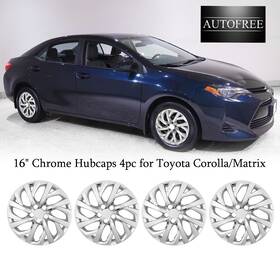 Wj-5111-c-16 Autofree For Toyota 16 Inch Chrome Hubcaps 4pc Fits Corolla Matrix Steel Abs Pc Snap On