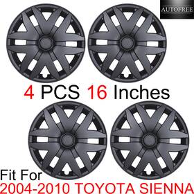 Wj-5143-bp-16 Autofree 4 Pcs 16 Inches Hubcaps For 2004-2010 Toyota Sienna Wheel Rim Covers Black Matte