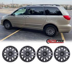Autofree Wj-5143-bp-16-pp Fits For 2004 -2010 Toyota Sienna Matte Black 16 Inch Hubcaps Wheel Covers Set Of 4