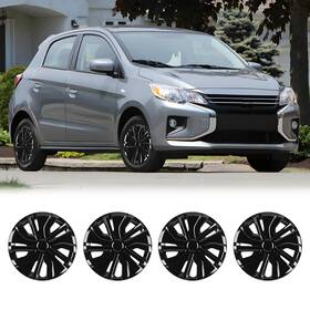 Wj-5157-bl-14 Autofree 14 Inch Hubcaps For 2014-2025 Mitsubishi Mirage Steel Wheel Black Lacquer Snap-on