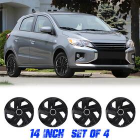 Wj-5180-bl-14-pp Autofree Gloss Black Universal 14 Inch Wheel Covers Hubcaps Set Of 4 Snap On For Steel