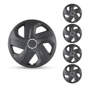 Wj-5180-bp-17-pp Autofree Universal 17 Inch Wheel Covers Hubcaps - Matte Black Snap On With Retention Rings