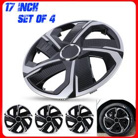 Wj-5180-dp-17-pp Autofree 17 Inch Universal Wheel Covers Hubcaps - Silver And Black Snap On With Retention Rings