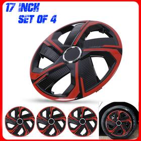 Wj-5180-rb-17-pp Autofree 17 Inch Universal Wheel Covers Hubcaps - Red And Black Snap On With Retention Rings