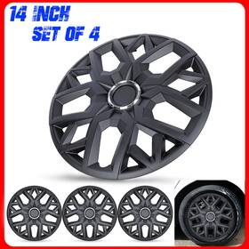Wj-5181-bp-14-pp Autofree 14 Inch Universal Wheel Covers Set Of 4 Hubcaps - Matte Black Snap On With Rings