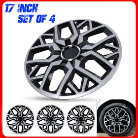 Wj-5181-dp-17-pp Autofree Silver Black 17 Inch Universal Wheel Covers Hubcaps Snap On With Rings Set Of 4