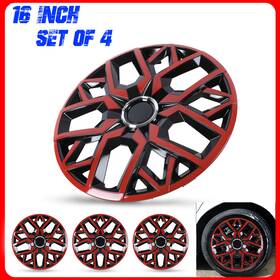 Wj-5181-rb-16-pp Autofree Red And Black 16 Inch Universal Wheel Covers Hubcaps Snap On With Rings Set Of 4