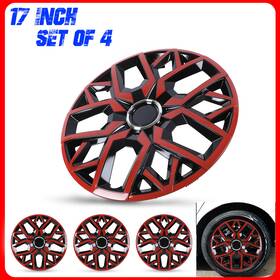 Wj-5181-rb-17-pp Autofree Red And Black 17 Inch Universal Wheel Covers Hubcaps Snap On With Rings Set Of 4