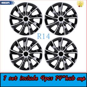 Chb-5084-dp-14 Autopart 14 Inch Set Of 4 Wheel Covers Snap On Hub Caps Fit R14 Tire Steel Rim Silver&black