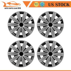 Apc178708001 Autopartsclub 2018 4x 13 Inch Wheel Hub Caps Plastic Rim Covers Silver And Black Kit Fits R13 Tire