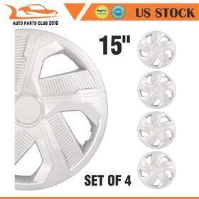 Apc185013001 Autopartsclub 2018 4 Pcs 15 Inch Silver Snap On Full Hub Caps Wheel Covers Set Fit R15 Tire And Rim